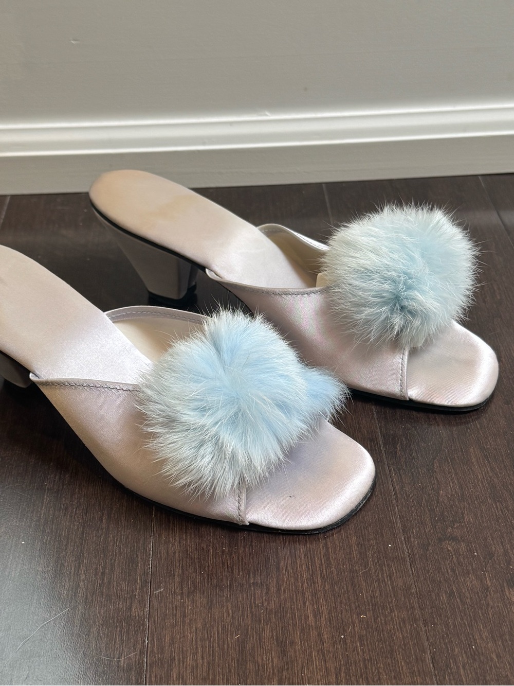Y2K Rare Metallic Blue Silver Pom Pom Heels 🩵✨ - Picture 2 of 5